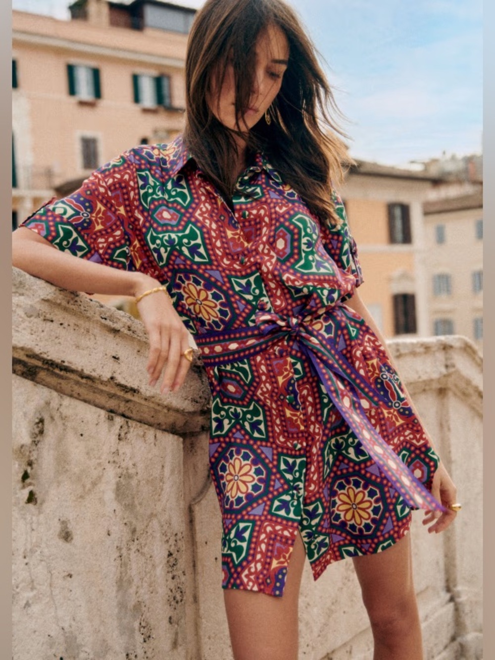 Sezane Ana Tie-Waist Mini Dress NWOT